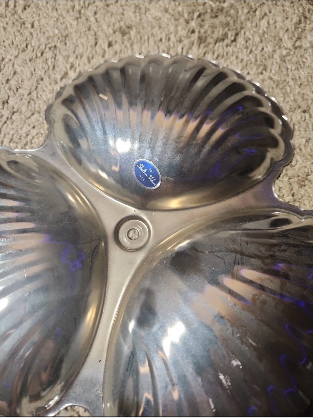 Stainless Steel 3-Section Shell Snack Server - Picture 4 of 5